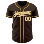 Personalized Brown Cream Gold Baseball Jersey | Custom Sports Apparel Personalized Brown Cream-Old Gold Baseball Jersey