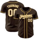 Personalized Brown Cream Gold Baseball Jersey | Custom Sports Apparel Personalized Brown Cream-Old Gold Baseball Jersey