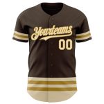 Personalized Brown Cream Old Gold Baseball Jersey - Custom Sports Apparel Personalized Brown Cream-Old Gold Line Baseball