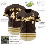 Personalized Brown Cream Old Gold Baseball Jersey - Custom Sports Apparel Personalized Brown Cream-Old Gold Line Baseball