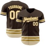 Personalized Brown Cream Old Gold Baseball Jersey - Custom Sports Apparel Personalized Brown Cream-Old Gold Line Baseball
