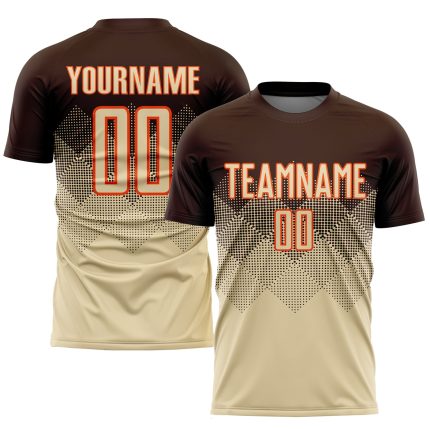 Personalized Soccer Jersey - Brown Cream-Orange Sublimation Uniform Personalized Brown Cream-Orange Sublimation Soccer Uniform