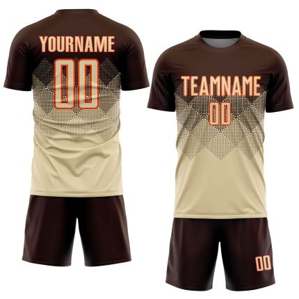 Personalized Soccer Jersey - Brown Cream-Orange Sublimation Uniform Personalized Brown Cream-Orange Sublimation Soccer Uniform