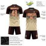 Custom Soccer Uniform Jersey with Personalized Name & Number - Brown Cream-Orange Design Personalized Brown Cream-Orange