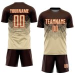 Custom Soccer Uniform Jersey with Personalized Name & Number - Brown Cream-Orange Design Personalized Brown Cream-Orange