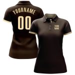Personalized Performance Golf Polo Shirt in Brown Cream for Men & Women Personalized Brown Cream Performance Golf Polo Shirt