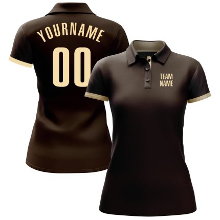 Personalized Performance Golf Polo Shirt in Brown Cream for Men & Women Personalized Brown Cream Performance Golf Polo Shirt
