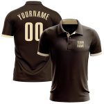 Personalized Performance Golf Polo Shirt in Brown Cream for Men & Women Personalized Brown Cream Performance Golf Polo Shirt