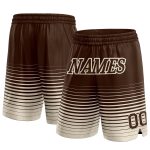 Personalized Brown Cream Basketball Shorts with Pinstripe Fade Design Personalized Brown Cream Pinstripe Fade Fashion Basketball