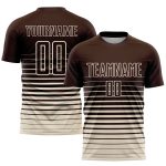 Personalized Soccer Uniform Jersey - Brown Cream Pinstripe Fade Fashion Sublimation Personalized Brown Cream Pinstripe Fade