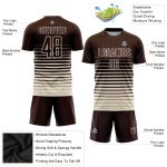 Personalized Soccer Uniform Jersey - Brown Cream Pinstripe Fade Fashion Sublimation Personalized Brown Cream Pinstripe Fade
