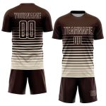 Personalized Soccer Uniform Jersey - Brown Cream Pinstripe Fade Fashion Sublimation Personalized Brown Cream Pinstripe Fade