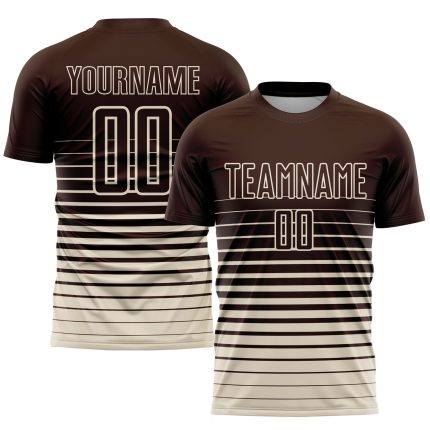 Custom Personalized Soccer Jersey with Brown Cream Pinstripe Fade Design - Team Name and Number Personalized Brown Cream