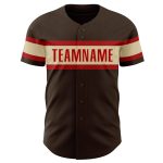 Personalized Authentic Baseball Jersey in Brown and Cream-Red Color Combination Personalized Brown Cream-Red Authentic Baseball
