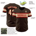 Personalized Authentic Baseball Jersey in Brown and Cream-Red Color Combination Personalized Brown Cream-Red Authentic Baseball