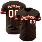 Custom Authentic Baseball Jersey with Personalized Name and Number - Brown Cream-Red Team Jersey Personalized Brown Cream-Red