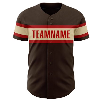 Personalized Baseball Jersey Cream and Brown Red Color, Custom Design - Size 2 Personalized Brown Cream-Red Baseball Jersey