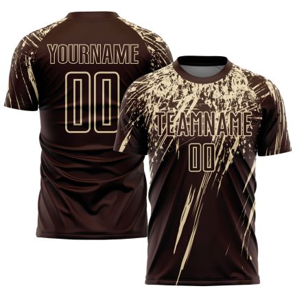 Personalized Brown Cream Soccer Jersey Uniform for Sublimation Printing Personalized Brown Cream Sublimation Soccer Uniform