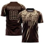 Custom Soccer Uniform Jersey with Personalized Name and Number in Brown Cream - Sublimation Team Apparel Personalized Brown