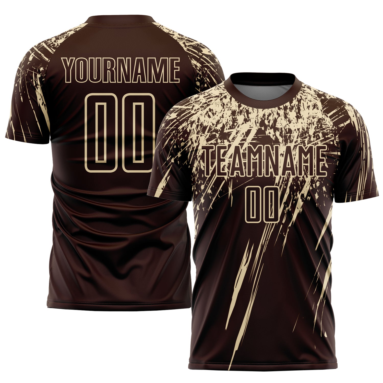 Custom Soccer Uniform Jersey with Personalized Name and Number in Brown Cream - Sublimation Team Apparel Personalized Brown