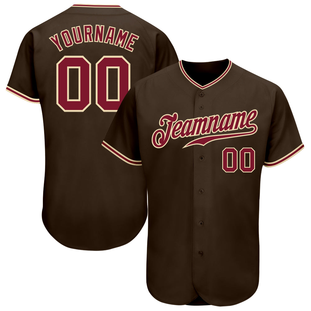 Custom Personalized Brown Crimson-City Baseball Jersey with Your Name and Number - Authentic Team Jersey Personalized Brown