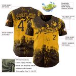 Personalized 3D Pattern Abstract Splatter Grunge Art Baseball Jersey - Custom Name and Number, Brown Gold Design Personalized