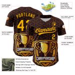 Custom Name and Number Champion Trophy Baseball Jersey, Personalized 3D Brown Gold Pattern Design for Team Personalized Brown