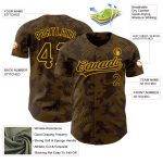 Custom Name Number Authentic 3D Pattern Baseball Jersey with Brown Gold Curve Lines Design - Personalized Sports Apparel