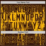 Custom Name and Number Dripping Splatter Art Baseball Jersey - Personalized Brown Gold 3D Pattern Design Team Apparel Personalized