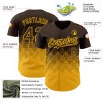 Custom Name and Number Authentic Baseball Jersey with Personalized Brown Gold 3D Gradient Design and Square Shapes Personalized