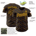 Custom Team Name and Number Baseball Jersey - Personalized Brown Gold 3D Pattern Slant Lines Design Personalized Brown Gold
