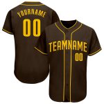 Personalized Gold Brown Baseball Jersey for Men and Women - Custom Team Sports Wear Personalized Brown Gold Baseball Jersey
