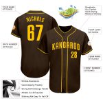 Personalized Gold Brown Baseball Jersey for Men and Women - Custom Team Sports Wear Personalized Brown Gold Baseball Jersey
