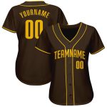 Personalized Gold Brown Baseball Jersey for Men and Women - Custom Team Sports Wear Personalized Brown Gold Baseball Jersey