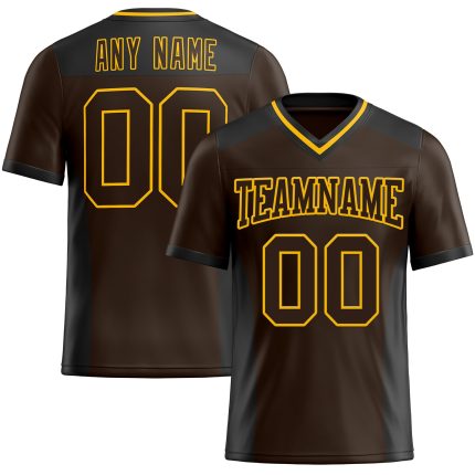 Custom Personalized Football Jersey with Brown Gold Black Mesh - Authentic Team Name and Number Personalized Brown Gold-Black