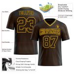Custom Personalized Football Jersey with Brown Gold Black Mesh - Authentic Team Name and Number Personalized Brown Gold-Black