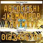Custom Name and Number Brown Gold-Black 3D Piano Music Festival Bomber Varsity Letterman Jacket Personalized Brown Gold-Black