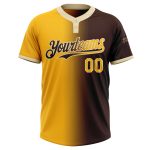 Personalized Unisex Softball Jersey - Brown Gold-Cream Gradient Two-Button Fashion Design Personalized Brown Gold-Cream Gradient
