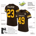 Customizable Brown Gold-Cream Football Jersey - Personalized Mesh Design Personalized Brown Gold-Cream Mesh Football Jersey