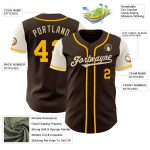 Personalized Brown Gold-Cream Two Tone Baseball Jersey for Men and Women Personalized Brown Gold-Cream Two Tone Baseball