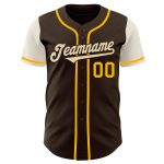 Personalized Brown Gold-Cream Two Tone Baseball Jersey for Men and Women Personalized Brown Gold-Cream Two Tone Baseball