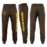 Personalized Fleece Jogger Sweatpants in Brown Gold Color - Custom Comfortable Wear Personalized Brown Gold Fleece Jogger