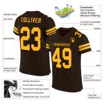 Personalized Football Jersey in Brown and Gold Mesh - Custom Team Apparel Personalized Brown Gold Mesh Football Jersey