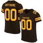 Personalized Football Jersey in Brown and Gold Mesh - Custom Team Apparel Personalized Brown Gold Mesh Football Jersey