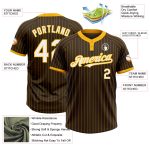 Personalized Unisex Softball Jersey - Brown Gold Pinstripe Two-Button Design in White Personalized Brown Gold Pinstripe White