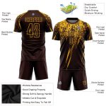Custom Name and Number Brown Gold Soccer Jersey - Personalized Sublimation Team Uniform Personalized Brown Gold Sublimation