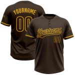 Personalized Brown Gold Unisex Softball Jersey - Two-Button Style for Comfort Personalized Brown Gold Two-Button Unisex Softball