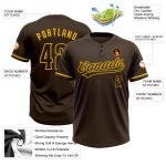 Custom Name and Number Unisex Softball Jersey - Personalized Brown Gold Two-Button Team Apparel Personalized Brown Gold Two-Button