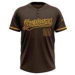 Custom Name and Number Unisex Softball Jersey - Personalized Brown Gold Two-Button Team Apparel Personalized Brown Gold Two-Button