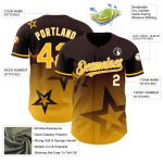 Personalized 3D Gradient Twinkle Star Baseball Jersey in Brown, Gold & White Personalized Brown Gold-White 3D Gradient Style